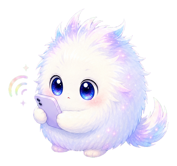 Mascot exploring a device